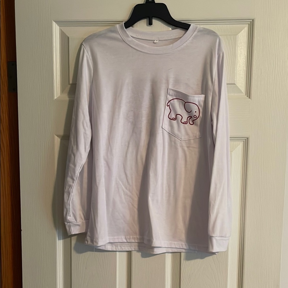 Ivory Ella White Long Sleeve Shirt with Elephant Logo